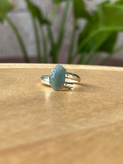 Anillo ajustable de Aguamarina en bruto