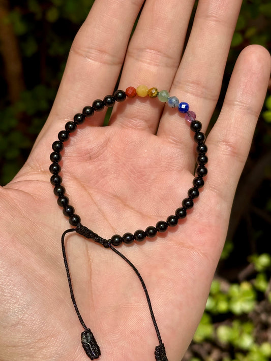 Pulsera Ajustable · 7 Chakras & Turmalina