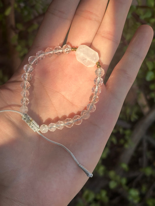 Pulsera ajustable de cuarzo blanco