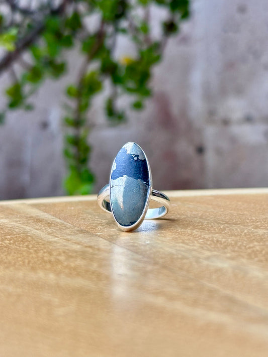 Anillo ajustable de pirita ovalado