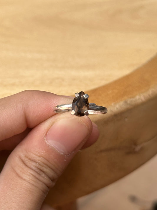 Anillo ajustable de  Cuarzo Ahumado