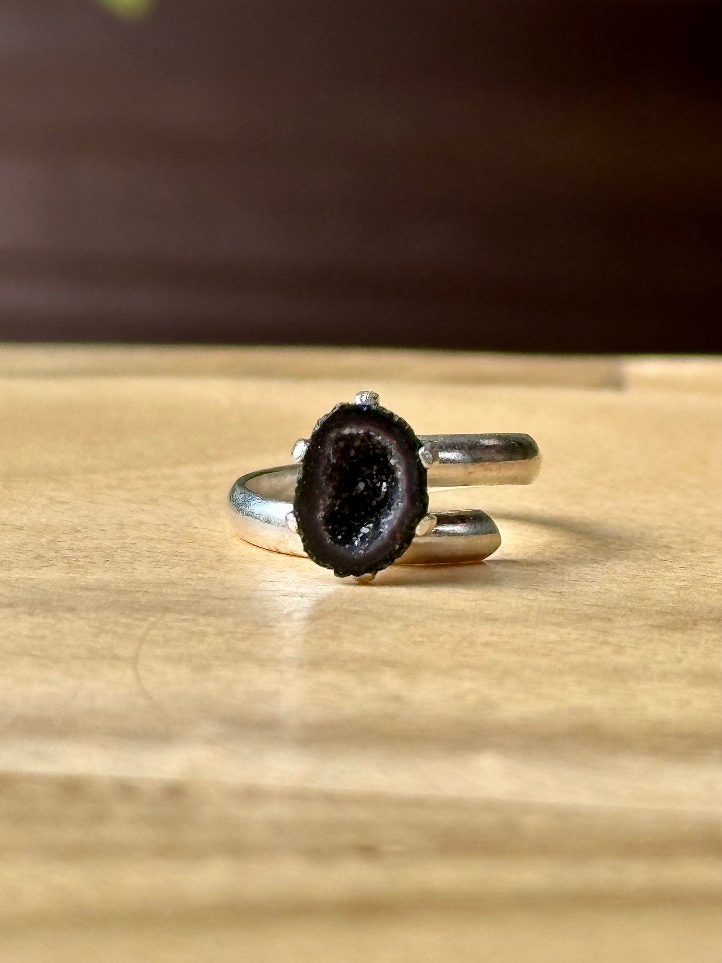 Anillo ajustable de geoda Ágata