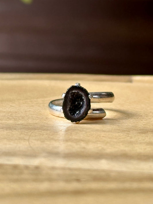 Anillo ajustable de geoda Ágata
