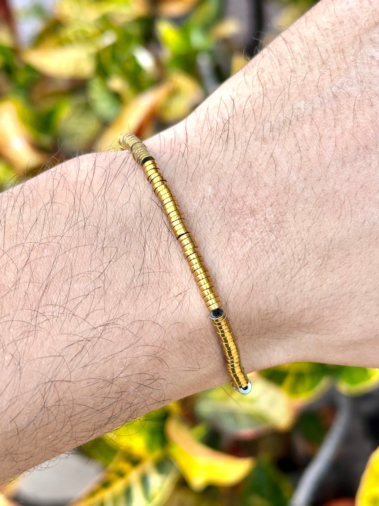 Pulsera ajustable de Hematita Dorada tubito