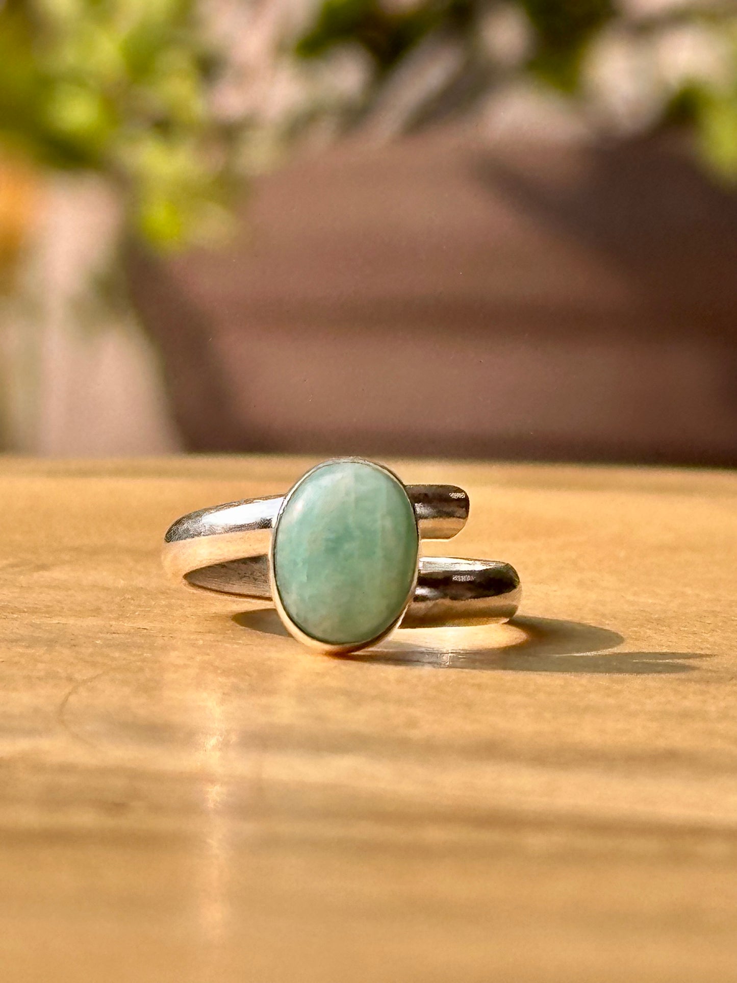 Anillo ajustable de amazonita