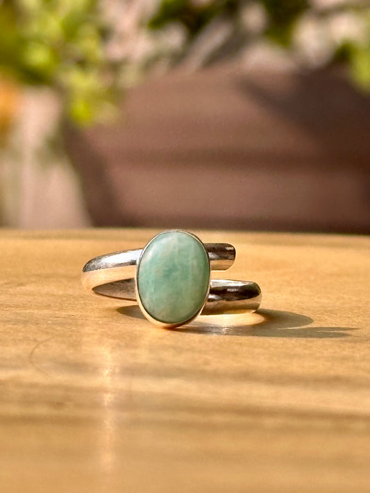 Anillo ajustable de amazonita