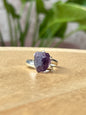 Anillo ajustable de amatista en bruto