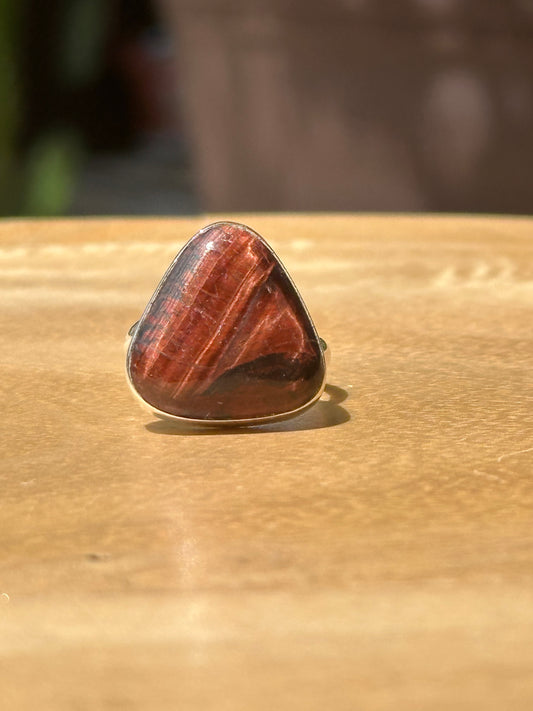 Anillo Ajustable de Ojo de Buey en Alpaca | Piedra de Protección