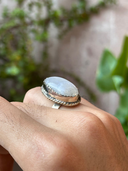 Anillo ajustable de piedra luna grande