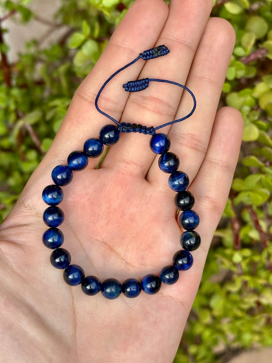 Pulsera Ajustable de Ojo de Tigre Azul