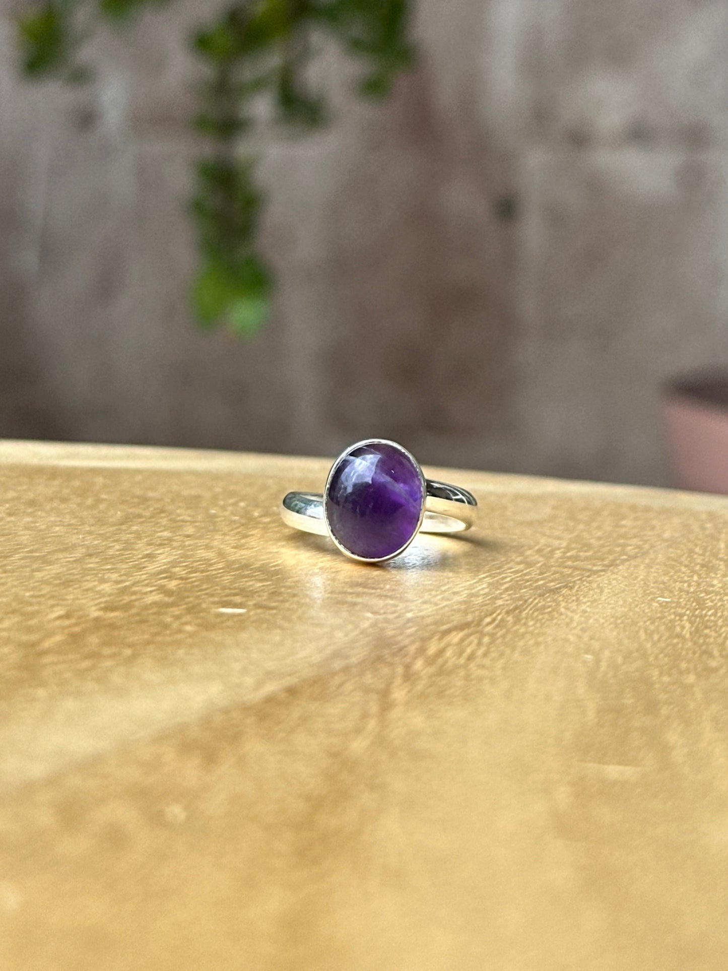 Anillo ajustable de Amatista mini redondo
