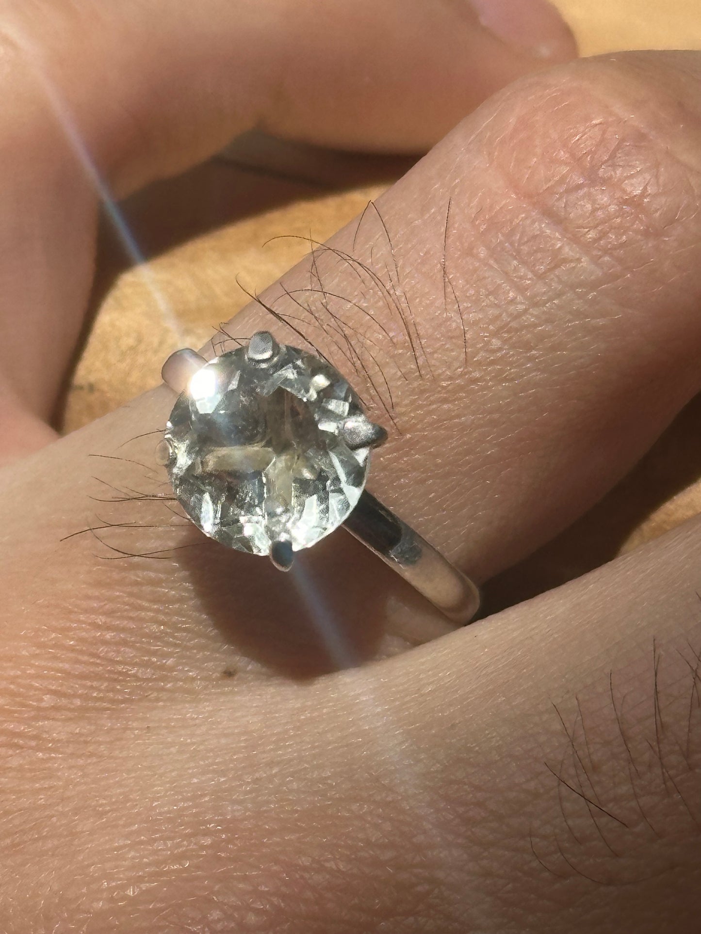 Anillo Ajustable de Prasiolita| Cuarzo Verde