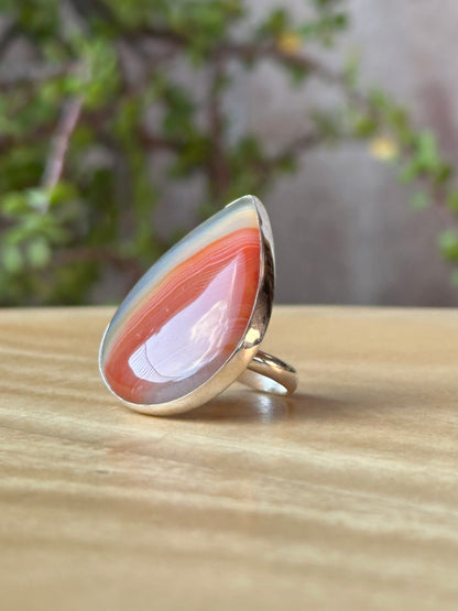 Anillo Ajustable de Cornalina Bandeada