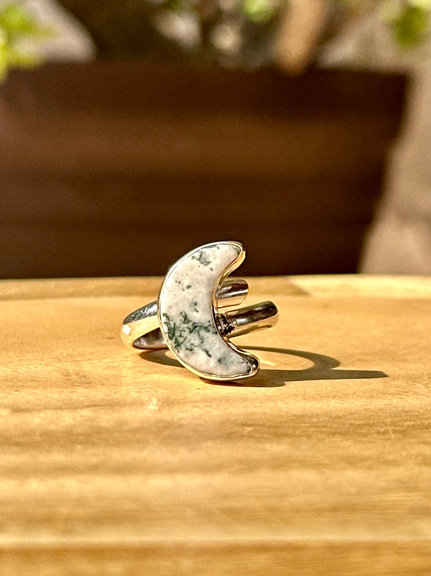 Anillo ajustable de ágata árbol en bruto