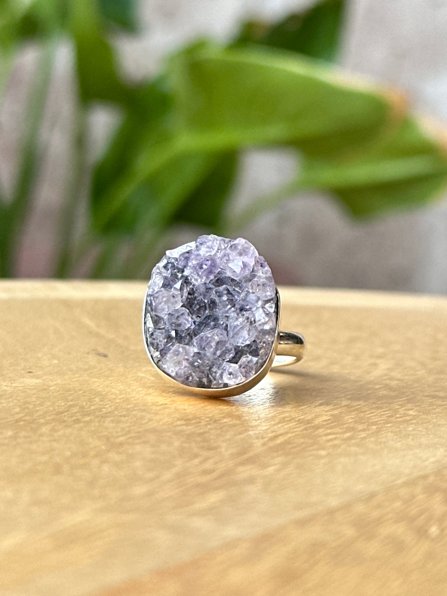 Anillo ajustable de Amatista drusa