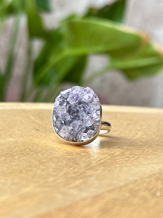 Anillo ajustable de Amatista drusa