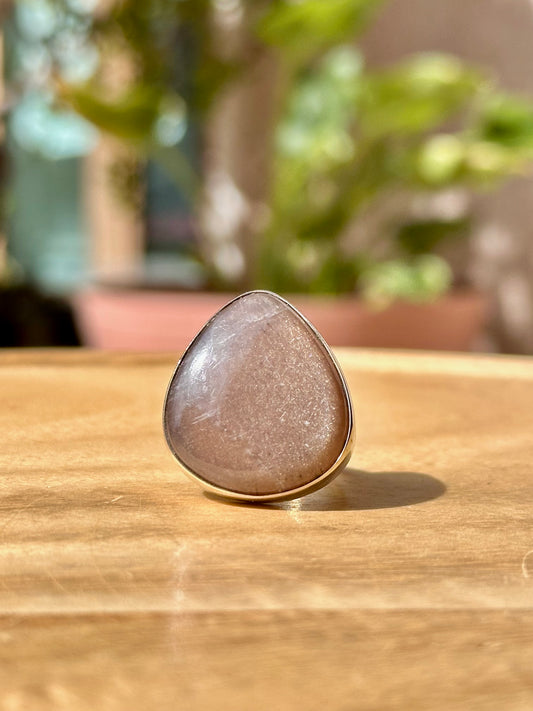 Anillo ajustable de Adularía Durazno