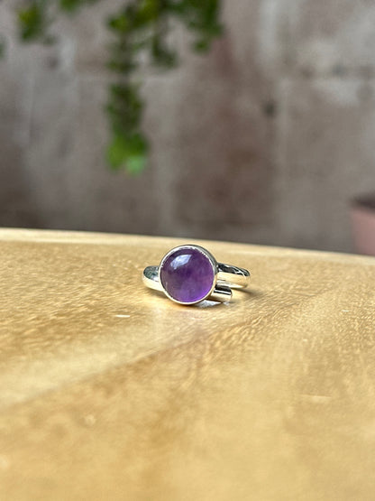 Anillo ajustable de Amatista mini redondo