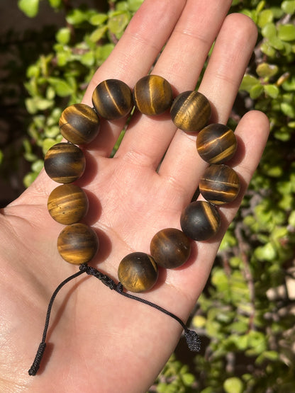 Pulsera Ajustable de Ojo de Tigre Mate 16mm Liso