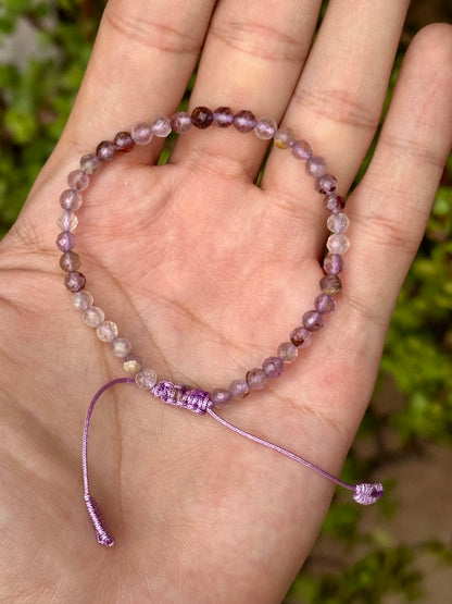 Pulsera Ajustable de Super 7 Facetada 4mm