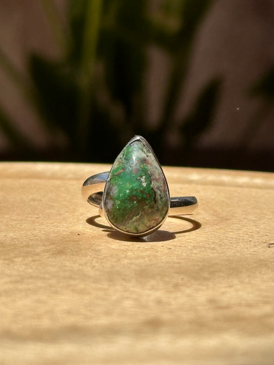 Anillo ajustable de Turquesa en forma de gota
