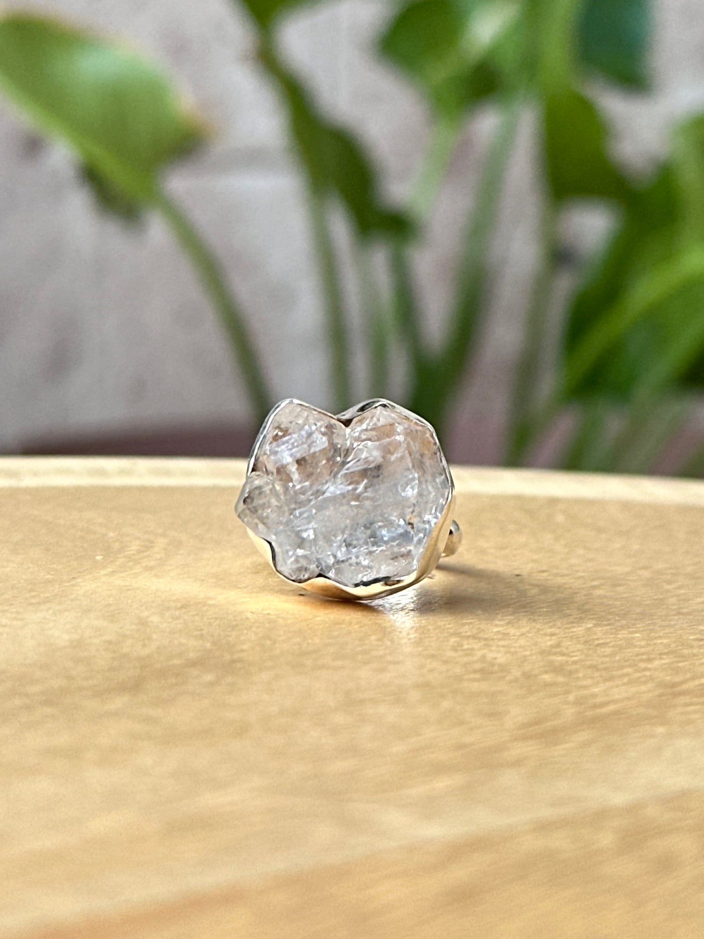 Anillo ajustable de Cuarzo Herkimer grande