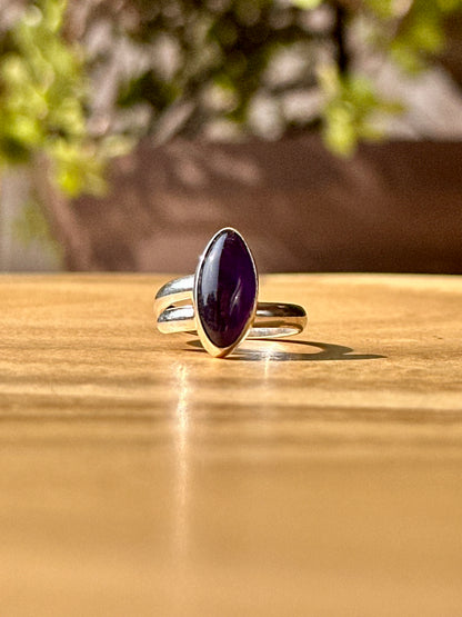 Anillo ajustable de Amatista rombo