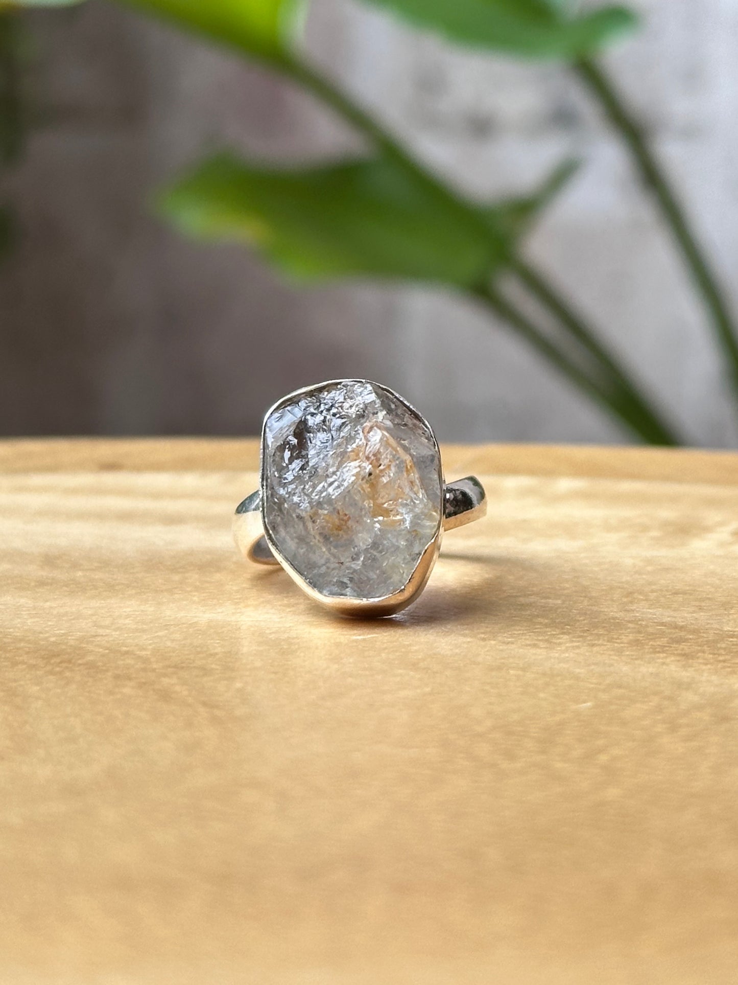 Anillo ajustable de Cuarzo Herkimer grande