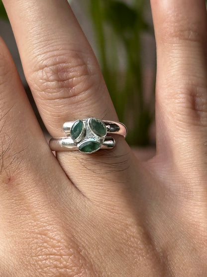 Anillo Triple de Esmeralda Africana