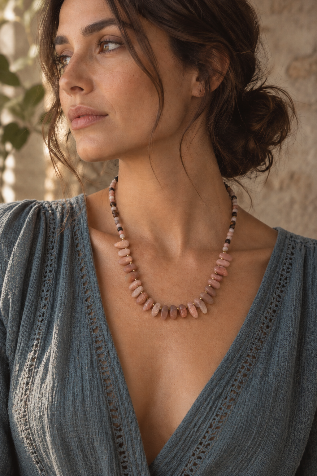 Collar Ajustable · Piedra Sol, Ojo de Tigre & Hematita
