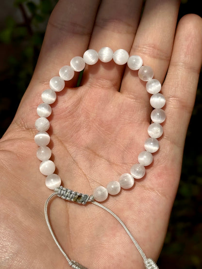 Pulsera Ajustable de Selenita 6mm