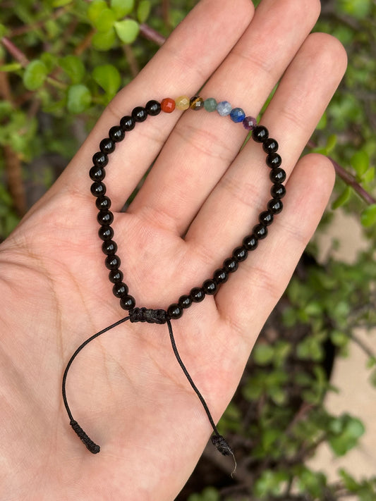 Pulsera de Obsidiana 4mm 7 Chakras