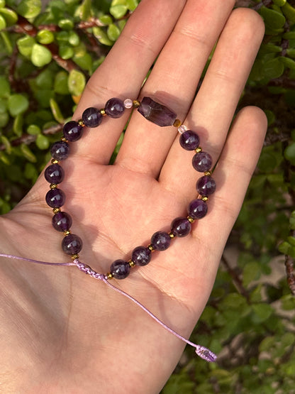 Pulsera ajustable de Amatista & Hematita
