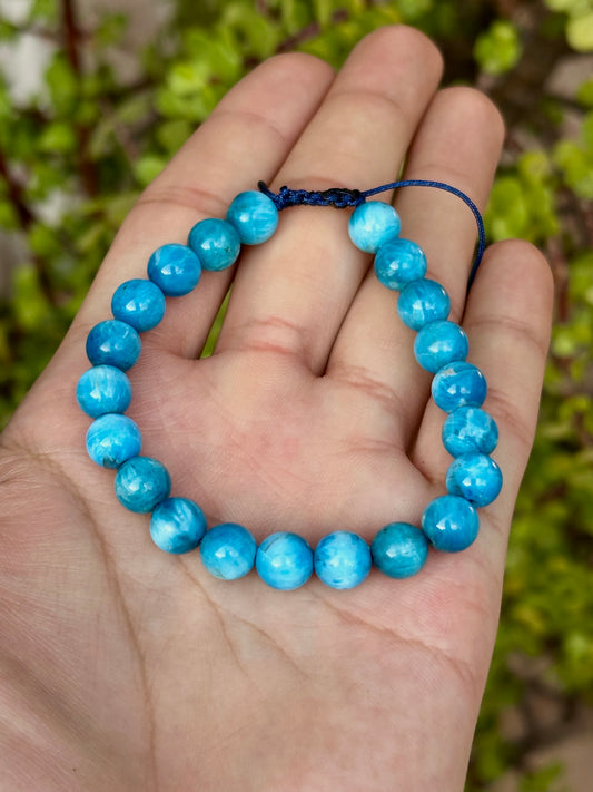 Pulsera Ajustable de Apatita Azul