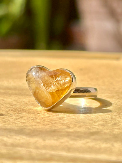 Anillo ajustable de Citrino corazón