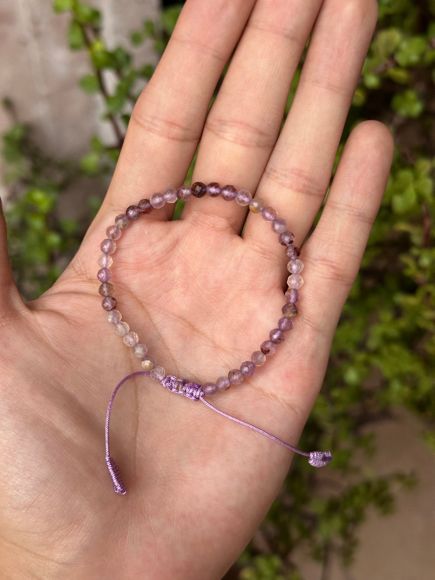 Pulsera Ajustable de Super 7 Facetada 4mm