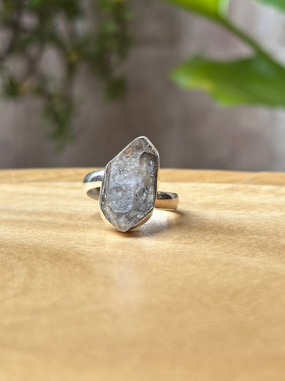Anillo ajustable de Cuarzo Herkimer grande