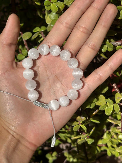 Pulsera Ajustable de Selenita 12mm