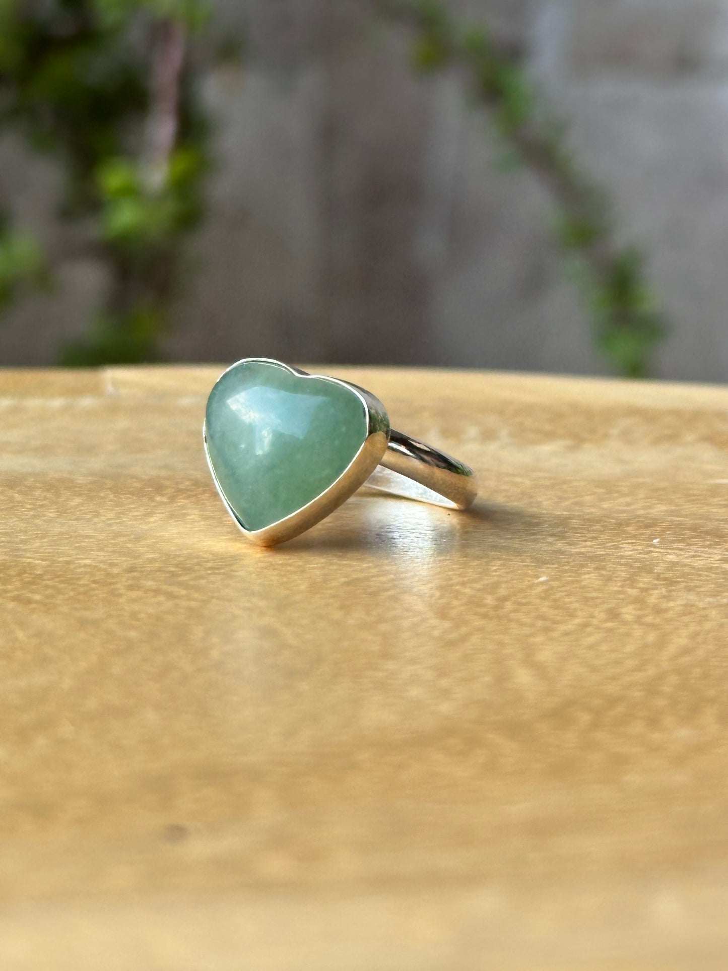 Anillo ajustable de Aventurina Verde corazón