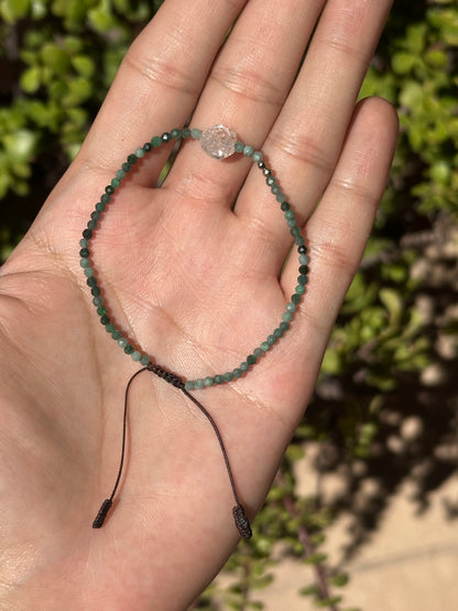 Pulsera de Jade de Guatemala Facetado con Herkimer y Hematita