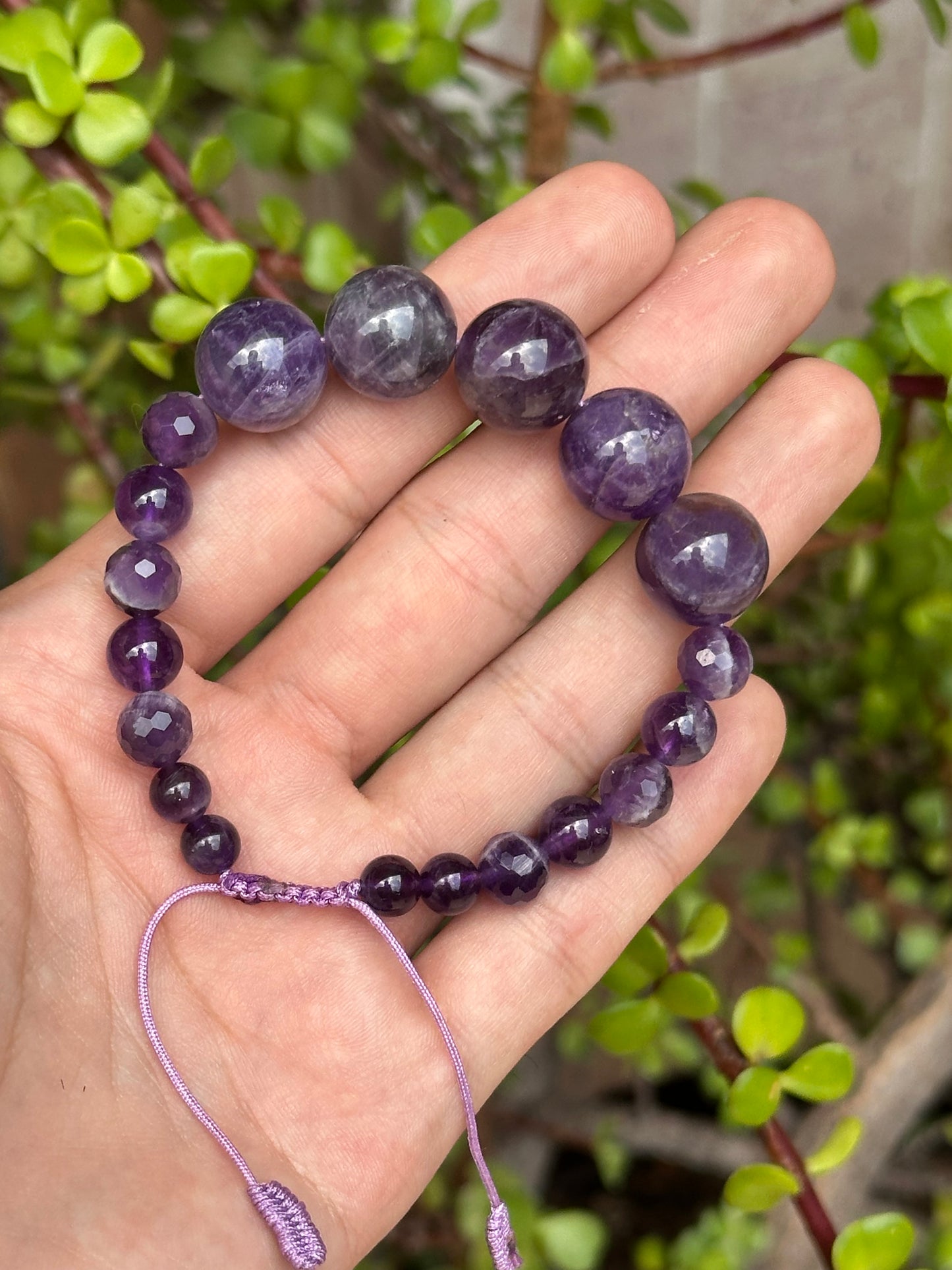 Pulsera Ajustable de Amatista 6. 8 & 14mm