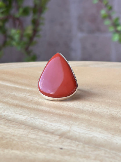 Anillo ajustable de jaspe rojo grande