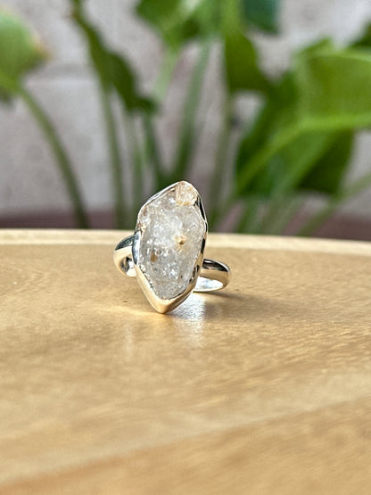Anillo ajustable de Cuarzo Herkimer grande