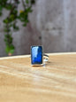 Anillo ajustable de labradorita rectangular blue flash