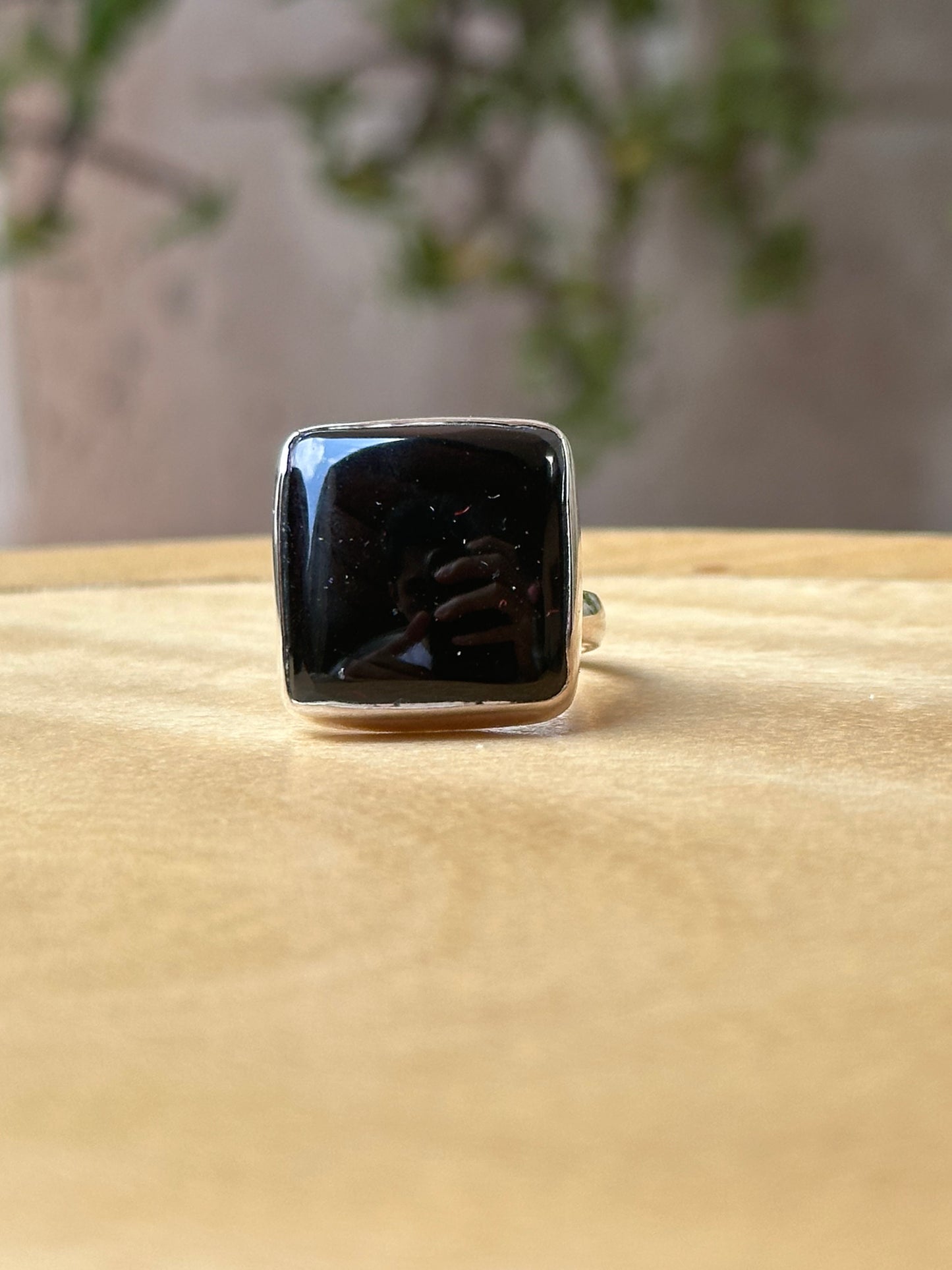 Anillo ajustable de Obsidiana