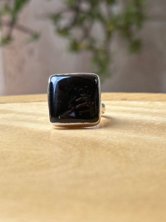 Anillo ajustable de Obsidiana