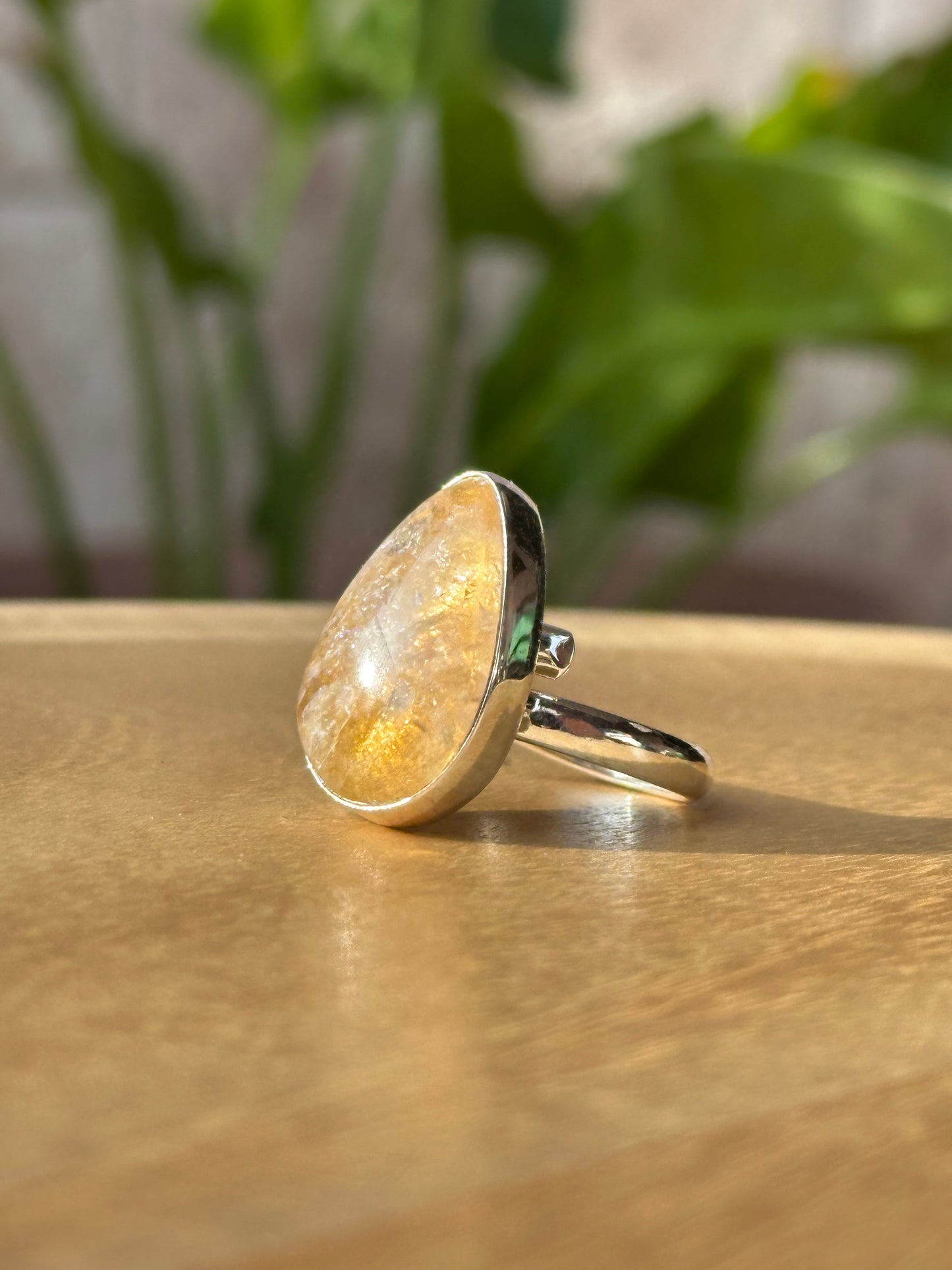 Anillo ajustable de Citrino gota