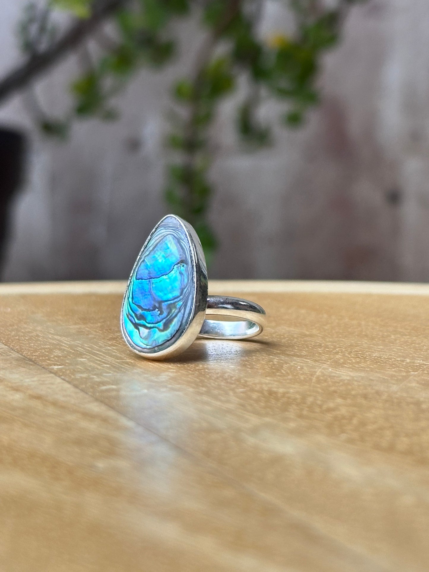 Anillo ajustable con concha de abulón