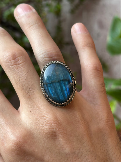 Anillo ajustable de labradorita