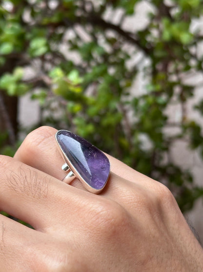 Anillo ajustable de Amatista grande